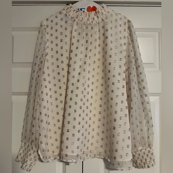 LOFT Tops - LOFT Sheer Blouse with Gold Accents